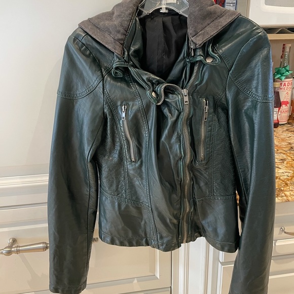 Free People Jackets & Blazers - Green Leather Free People Jacket